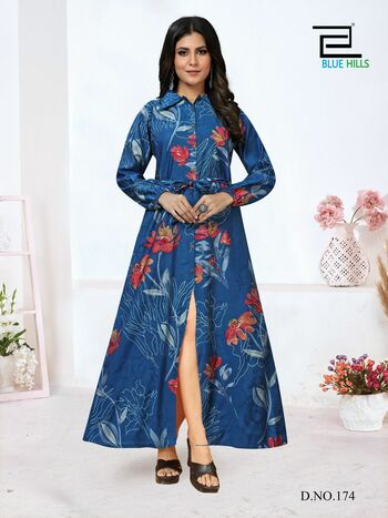 BLUE HILLS ROCHELLE VOL 5 PRINTED LONG GOWNS MANUFACTURING PRICE