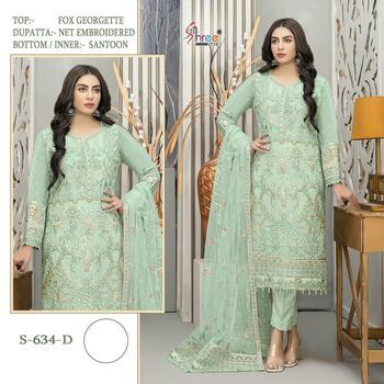 SHREE FABS S 634 FOUX GEORGETTE PAKISTANI SUITS CATALOGUE