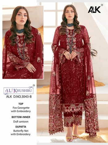 AL KHUSHBU ALK 3043 SERIES GEORGETTE EMBROIDERY PAKISTANI SUITS