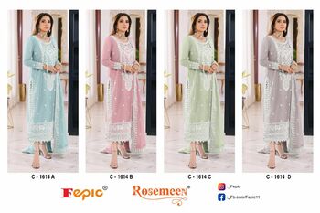 FEPIC ROSEMEEN 1614 SERIES EMBROIDERY PAKISTANI SUITS WHOLESALER