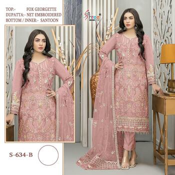 SHREE FABS S 634 FOUX GEORGETTE PAKISTANI SUITS CATALOGUE