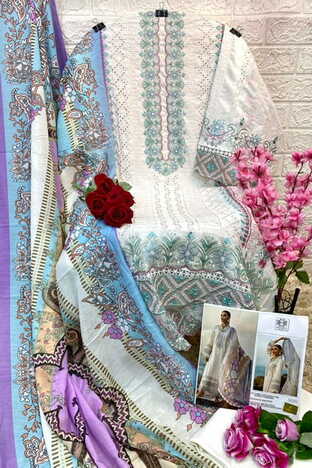 MUSHQ M 218 COTTON EMBROIDERY PAKISTANI SUITS BY SHRADDHA