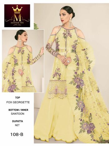 MEHTAB TEX D.NO 108 GEORGETTE PAKISTANI SUITS LATEST CATALOGUE