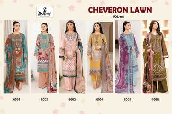 MAJESTY CHEVERON LAWN VOL 6 COTTON PAKISTANI SUITS CATALOGUE