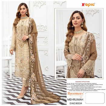 FEPIC ROSEMEEN MEHRUMAH FOUX GEORGETTE EMBOIRDERY PAKISTANI SUITS