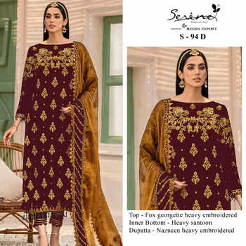 SERENE S 94 COLOURS GEORGETTE EMBRIODERED PAKISTANI SUITS CATALOGUE