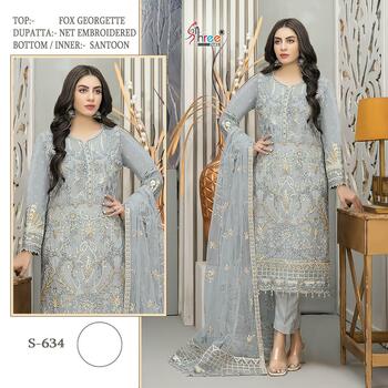 SHREE FABS S 634 FOUX GEORGETTE PAKISTANI SUITS CATALOGUE