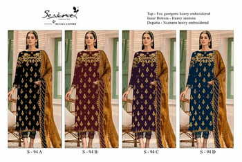 SERENE S 94 COLOURS GEORGETTE EMBRIODERED PAKISTANI SUITS CATALOGUE