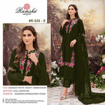 RAMSHA 528 NX GEORGETTE EMBROIDERY PAKISTANI SUITS CATALOGUE