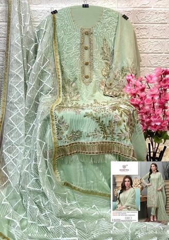 HOOR TEX H 62 GEORGETTE EMBROIDERY PAKISTANI SUITS CATALOGUE