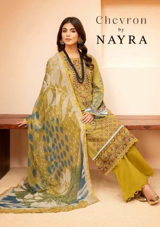 NAYRA CHEVRON PURE COTTON KARACHI PRINTED SUITS BY HALA FASHION