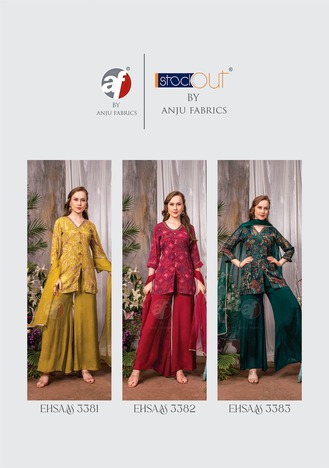 ANJU FABRICS EHSAAS DESIGNER KURTI PALAZOO WITH DUPATTA CATALOGUE SUPPLIER IN SURAT