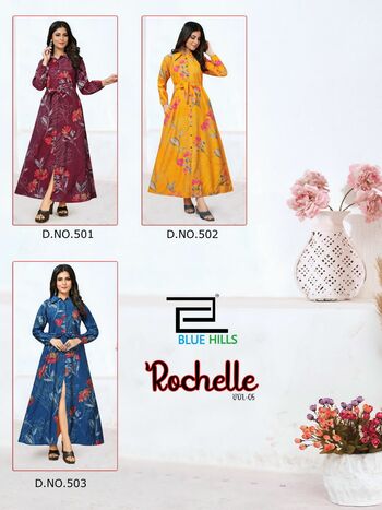 BLUE HILLS ROCHELLE VOL 5 PRINTED LONG GOWNS MANUFACTURING PRICE