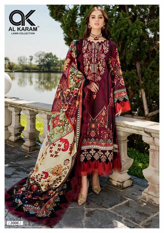 AL KARAM QUEENS COURT VOL 3 CAMBRIC PRINT KARACHI SUITS SURAT