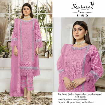 SERENE S 91 ORGANZA EMBROIDERY PAKISTANI SUITS CATALOGUE