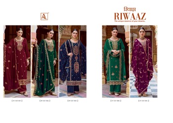 ALOK SUITS RIWAAZ VELVET EMBROIDERY SUITS IN BEST PRICE