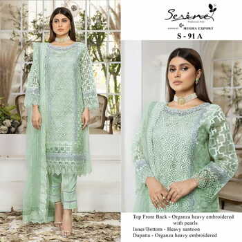 SERENE S 91 ORGANZA EMBROIDERY PAKISTANI SUITS CATALOGUE