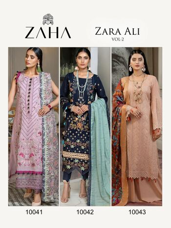 ZAHA ZARA ALI VOL 2 CAMBRIC COTTON SALWAR SUITS NEW CATALOGUE