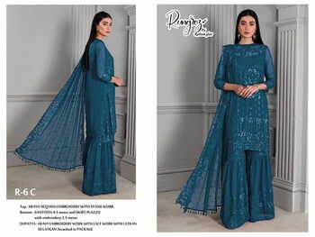 RUNGREZ R 6 COLOUR GEORGETTE PAKISTANI SUITS BY RESHAMGHAR