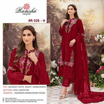 RAMSHA 528 NX GEORGETTE EMBROIDERY PAKISTANI SUITS CATALOGUE