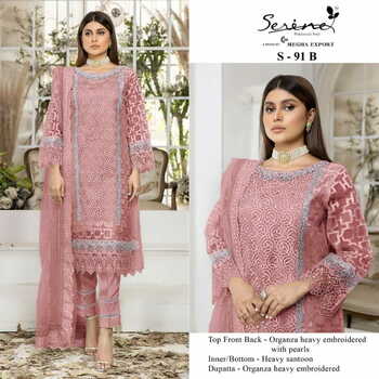 SERENE S 91 ORGANZA EMBROIDERY PAKISTANI SUITS CATALOGUE