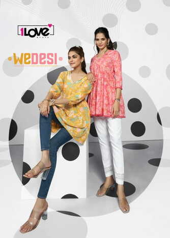 1LOVE WEDESI FANCY COTTON RAYON SHORT KURTIS BY S4U