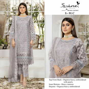 SERENE S 91 ORGANZA EMBROIDERY PAKISTANI SUITS CATALOGUE