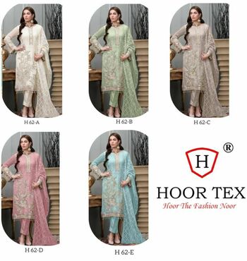 HOOR TEX H 62 GEORGETTE EMBROIDERY PAKISTANI SUITS CATALOGUE