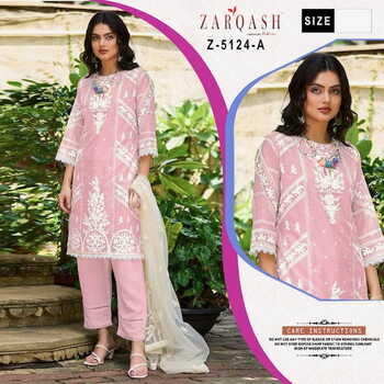 ZARQASH Z 5124 ORGANZA EMBROIDERY PAKISTANI SUITS NEW CATALOGUE