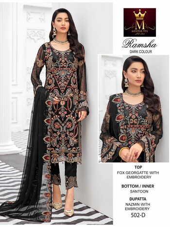 MEHTAB TEX RAMSHA DARK COLOUR FOUX GEORGETTE SUITS CATALOGUE