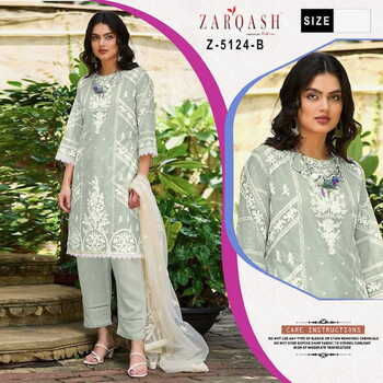 ZARQASH Z 5124 ORGANZA EMBROIDERY PAKISTANI SUITS NEW CATALOGUE