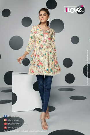 1LOVE WEDESI FANCY COTTON RAYON SHORT KURTIS BY S4U