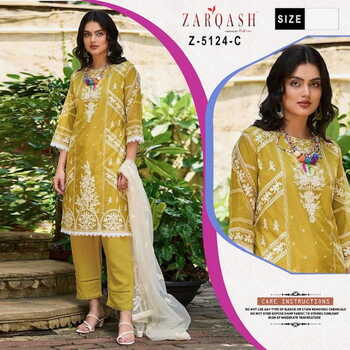 ZARQASH Z 5124 ORGANZA EMBROIDERY PAKISTANI SUITS NEW CATALOGUE