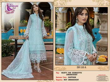 DINSAA SUIT DS 153 FOUX GEORGETTE PAKISTANI SUITS CATALOGUE