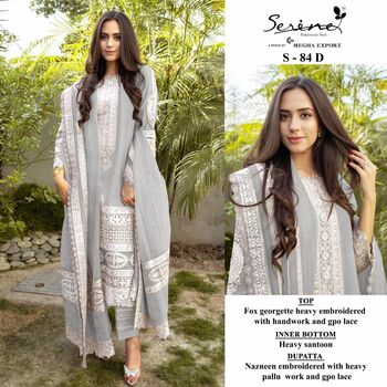 SERENE S 84 FOUX GEORGETTE EMBROIDERY PAKISTANI SUITS