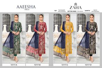 ZAHA AAEESHA VOL 3 GEORGETTE EMBROIDERY PAKISTANI SUITS WHOLESALER