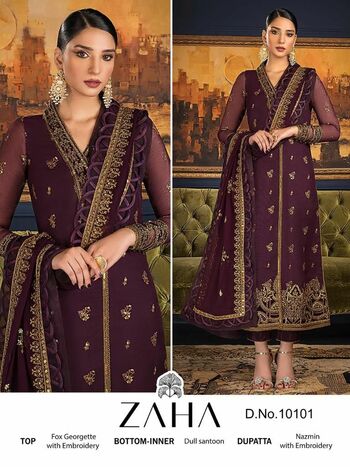 ZAHA KHUSHBU VOL 3 GEORGETTE EMBROIDERY PAKISTANI SUITS