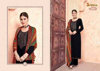 JAIMALA NIGAAR BLACK BEAUTY RAYON SLUB EMBROIDEY SUITS BY ALOK SUITS