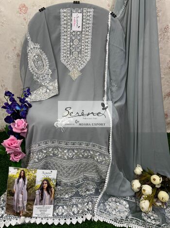 SERENE S 84 FOUX GEORGETTE EMBROIDERY PAKISTANI SUITS