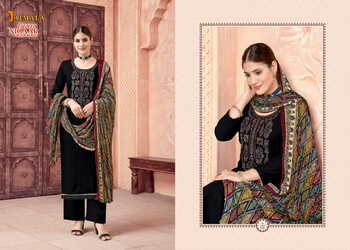 JAIMALA NIGAAR BLACK BEAUTY RAYON SLUB EMBROIDEY SUITS BY ALOK SUITS