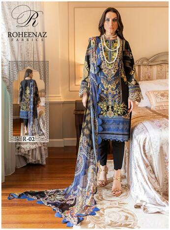 ROHEENAZ AMAYA COTTON PRINTED KARACHI SUITS WHOLESALE