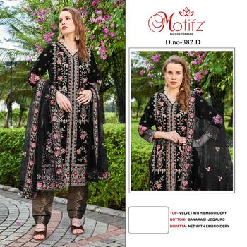 MOTIFZ D.NO 382 VELVET PAKISTANI SALWAR SUITS WHOLESALER IN SURAT