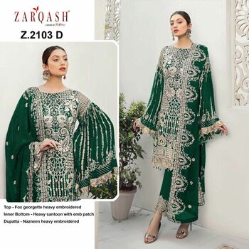 ZARQASH Z 2103 FOUX GEORGETTE PAKISTANI SALWAR SUITS