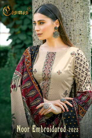 COSMOS NOOR EMBROIDERED 2023 LAWN PAKISTANI SUITS COLLECTION 2023