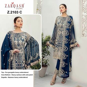 ZARQASH Z 2103 FOUX GEORGETTE PAKISTANI SALWAR SUITS