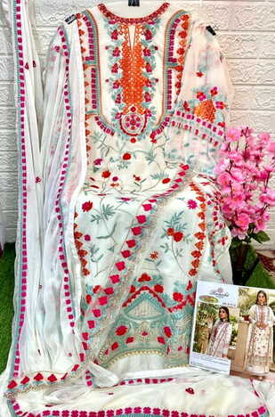 RAMSHA PRESENT R 514 NX GEORGETTE EMBROIDERY PAKISTANI SUITS