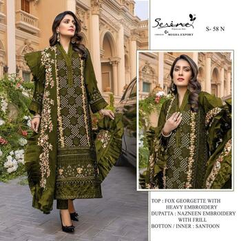 SERENE S 58 M TO P FOUX GEORGETTE PAKISTANI SUITS NEW CATALOGUE