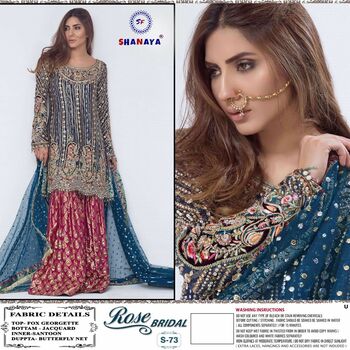 SHANAYA ROSE BRIDAL S 73 GEORGETTE DESIGNER PAKISTANI SUITS