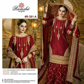 RAMSHA R 381 COLOUR PAKISTANI SUITS SUPPLIER