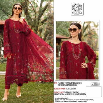 MUSHQ M 219 COTTON EMBROIDERY PAKISTANI SUITS BY SHRADDHA